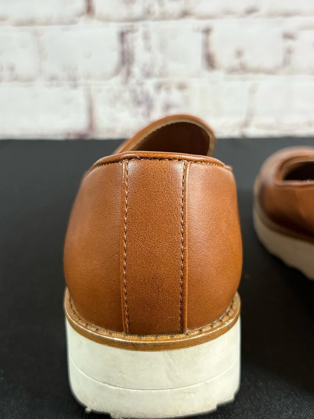 ALDO Men's Cognac Leather Slip-On Platform Loafers